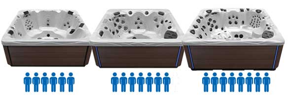 Hot Tubs with seating for 6-7-8 persons